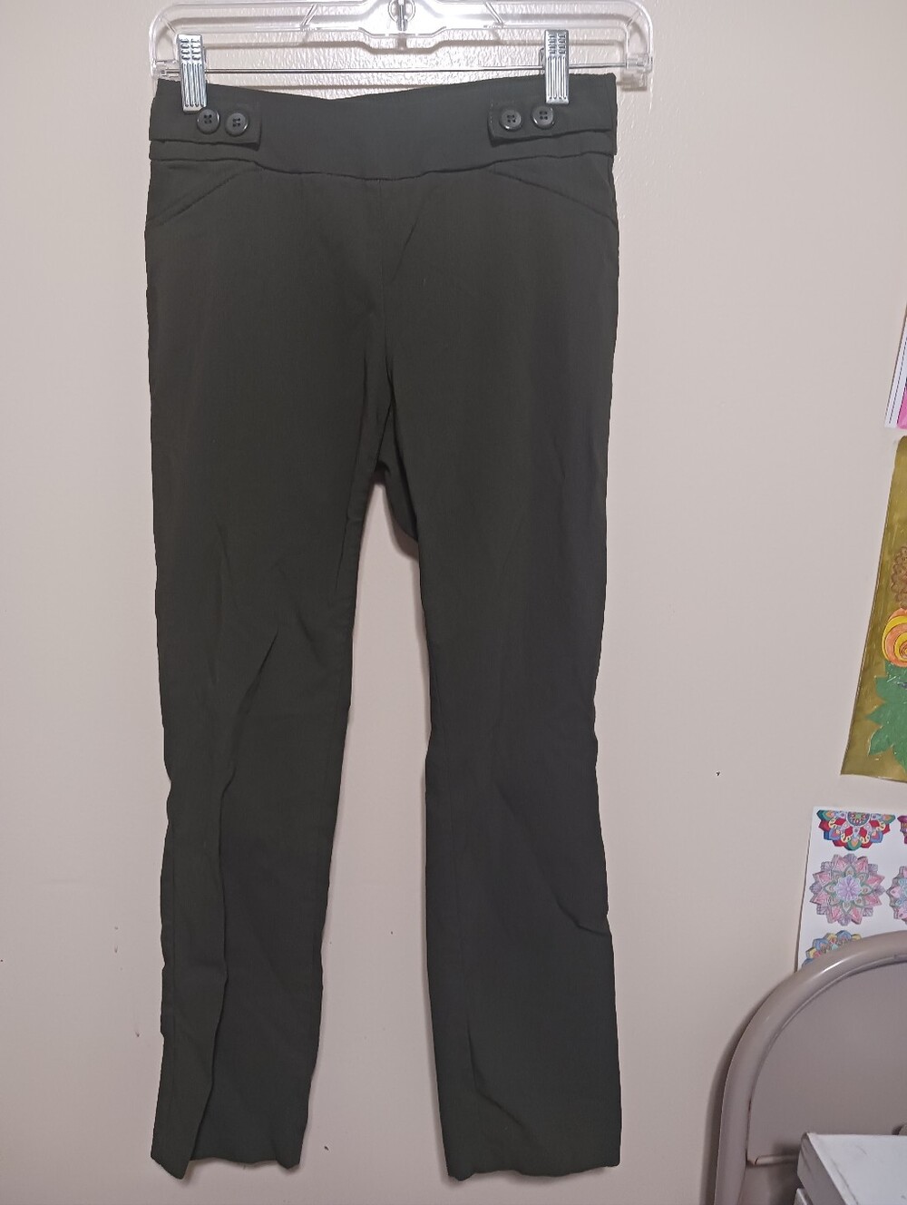 Joe B Green Button-Accent Stretch Pants Small A-8